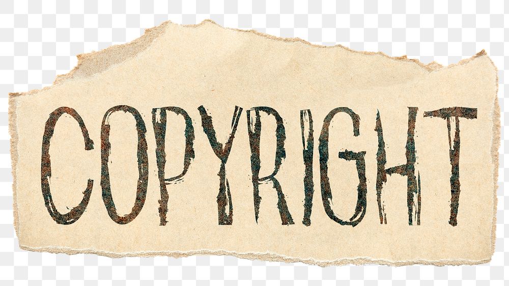 Copyright png word sticker, ripped paper typography, transparent background