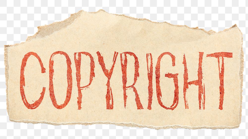 Copyright png word sticker, ripped paper typography, transparent background