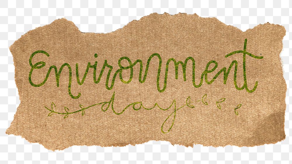 Environment png word sticker, ripped paper typography, transparent background