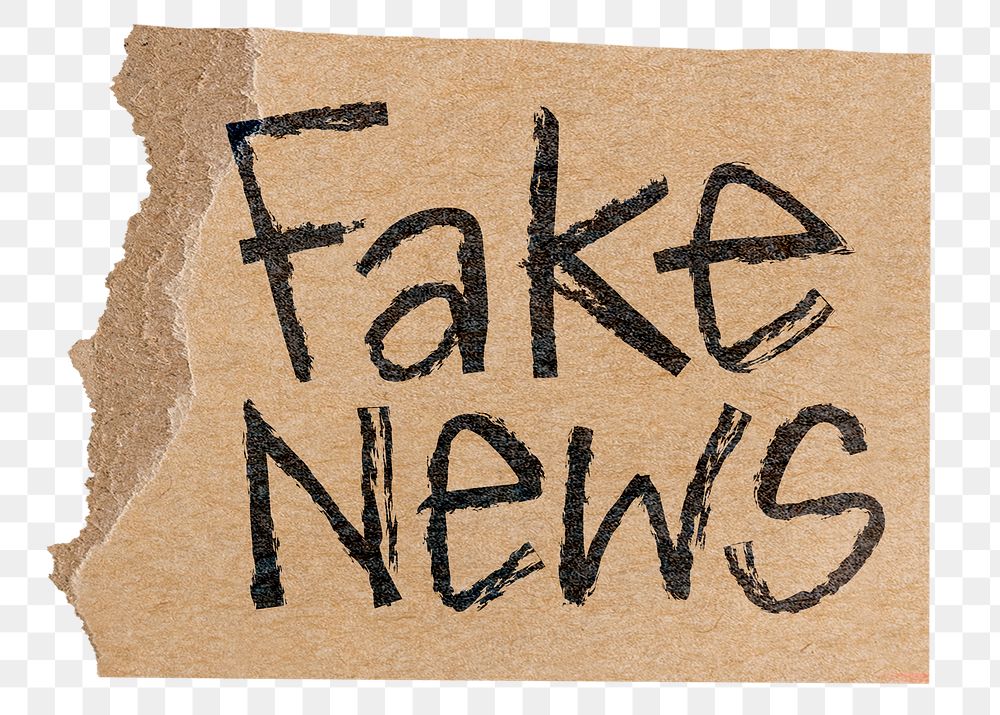 Fake news png word sticker, ripped paper typography, transparent background
