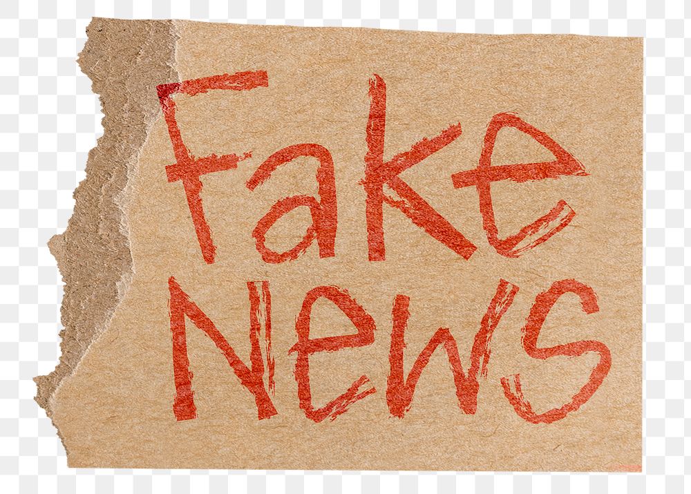 Fake news png word sticker, ripped paper typography, transparent background