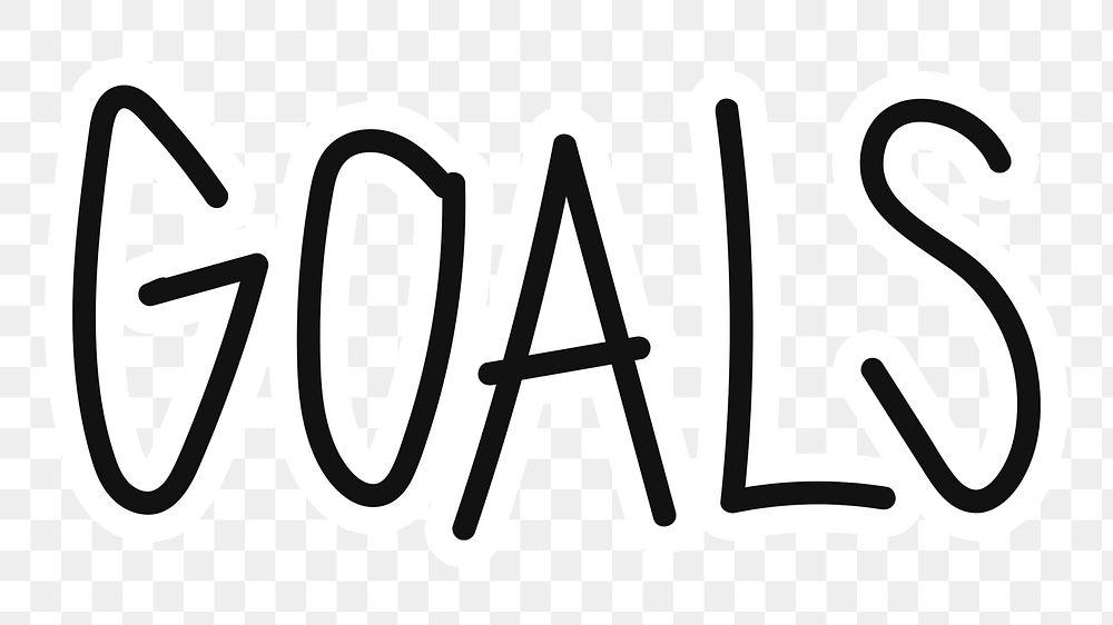 Goals png word sticker typography, transparent background