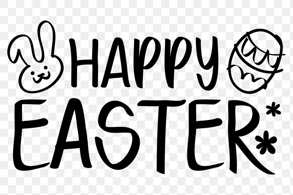 Happy Easter png word sticker, handwritten typography, transparent background