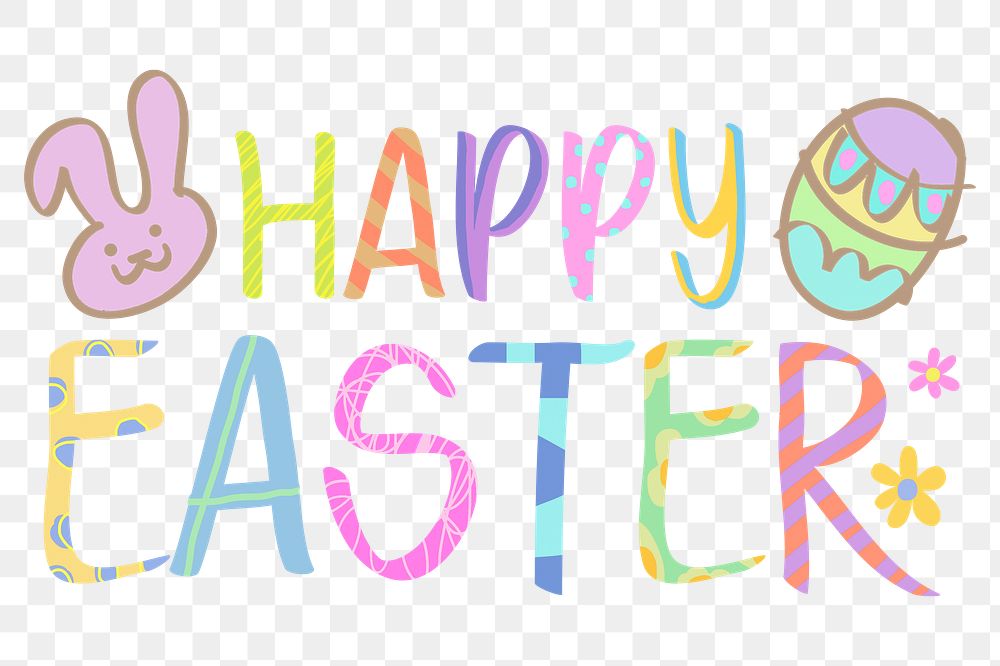 Happy Easter png word sticker, handwritten typography, transparent background