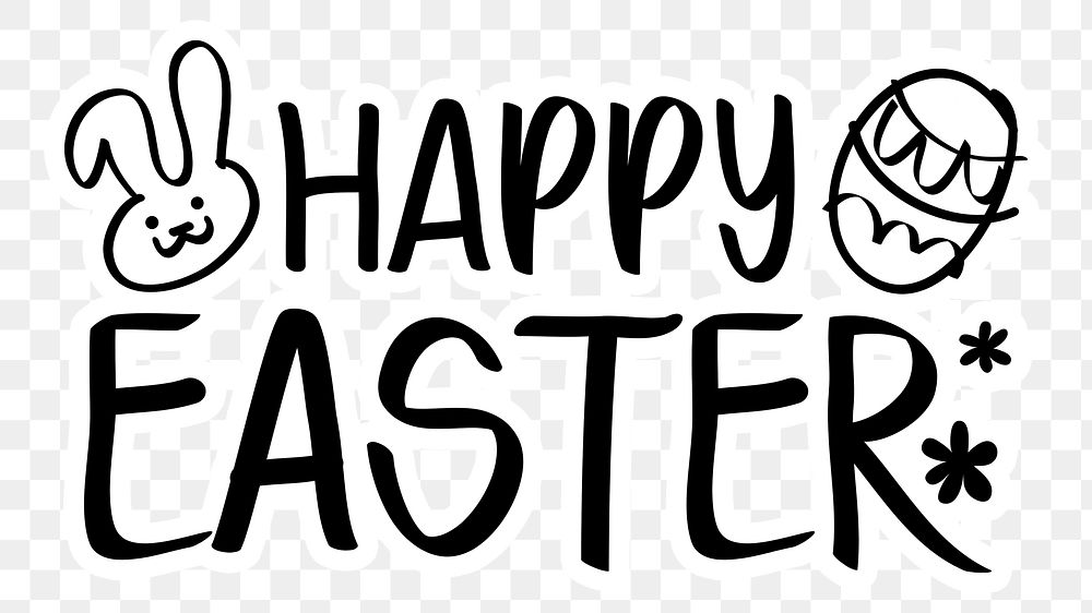 Happy Easter png word sticker typography, transparent background