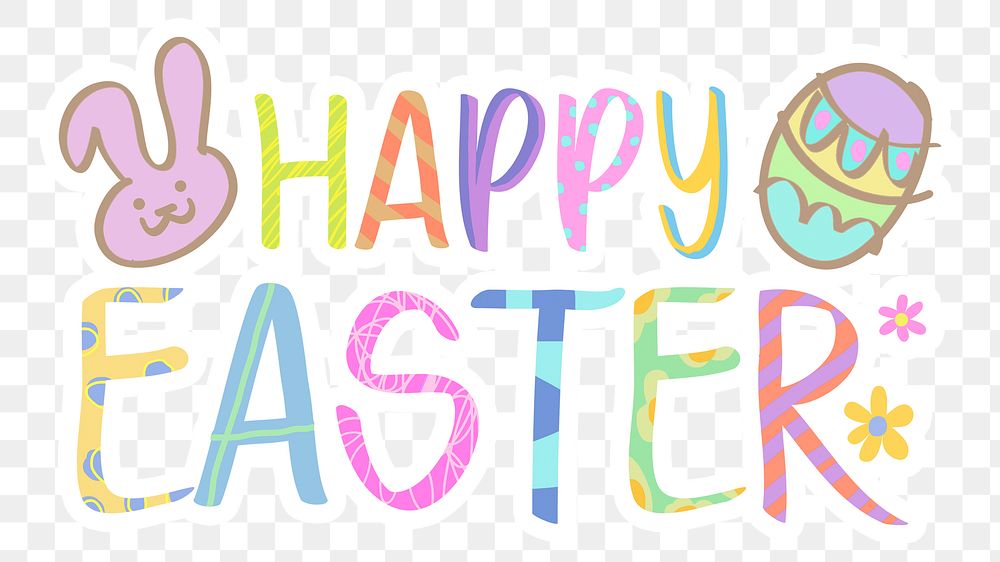 Happy Easter png word sticker typography, transparent background