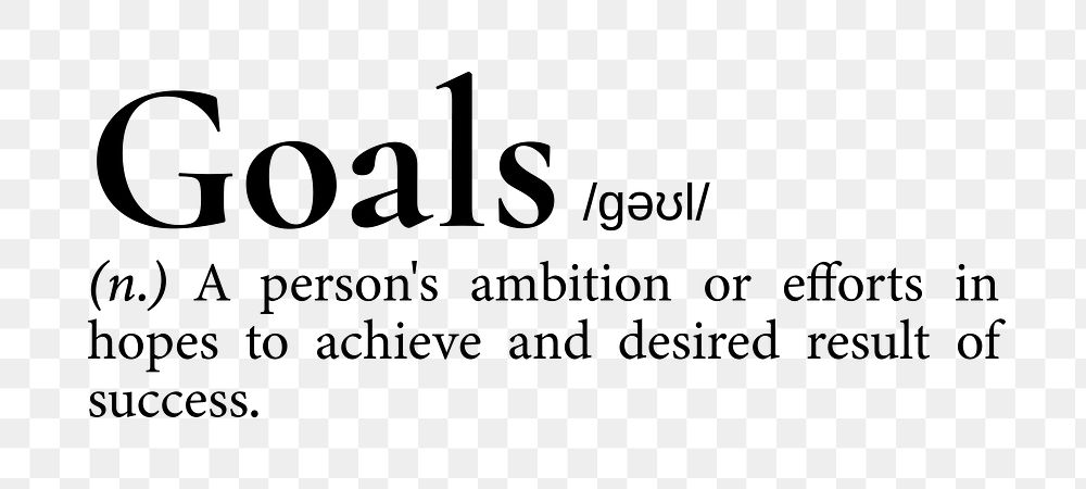 Goals png dictionary word sticker, transparent background