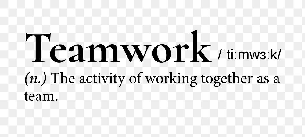 Teamwork png dictionary word sticker, transparent background