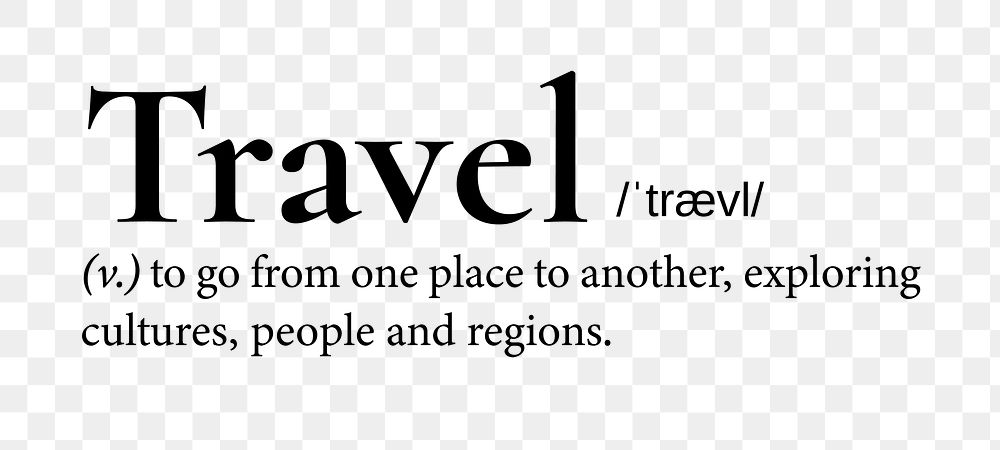 Travel png dictionary word sticker, transparent background