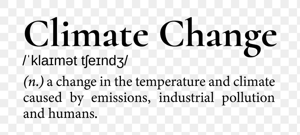 Climate change png dictionary word sticker, transparent background