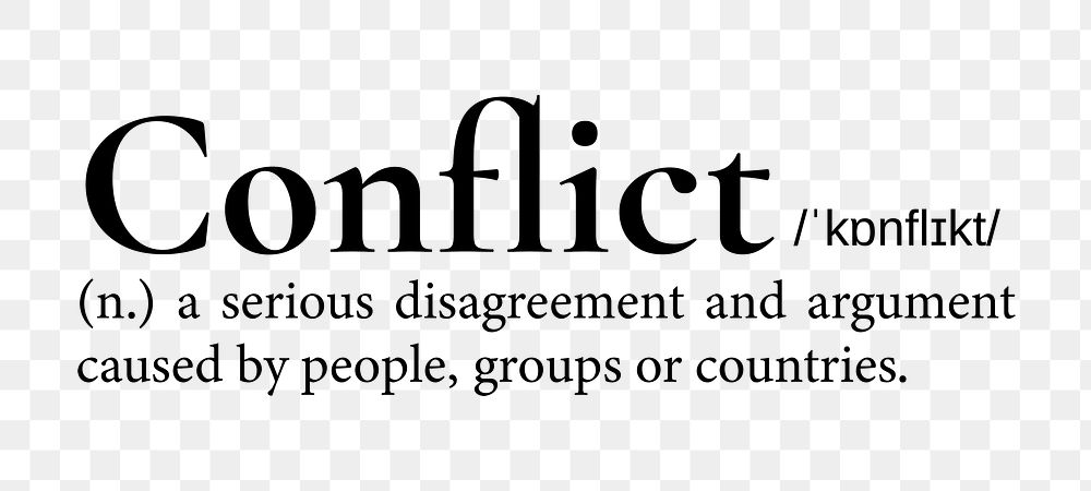 Conflict png dictionary word sticker, transparent background