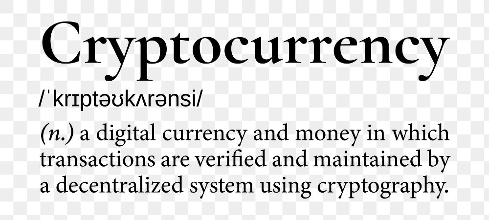 Cryptocurrency png dictionary word sticker, transparent background