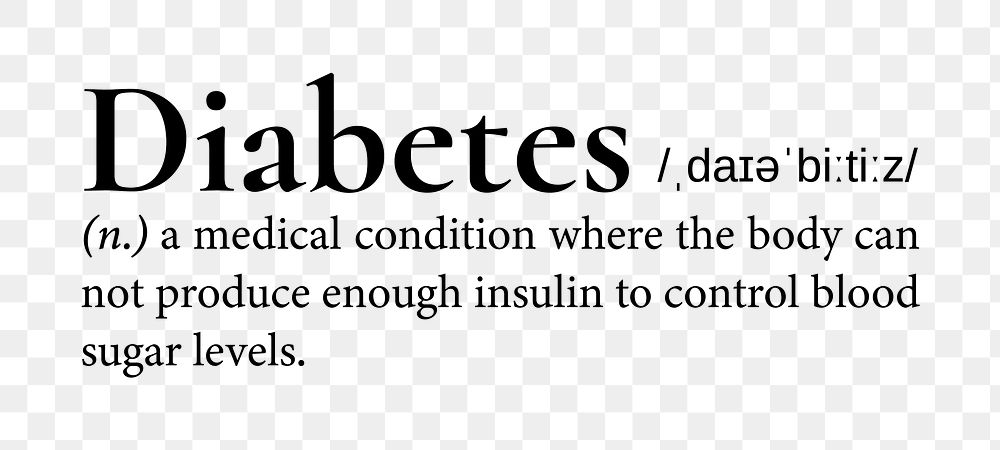 Diabetes png dictionary word sticker, transparent background
