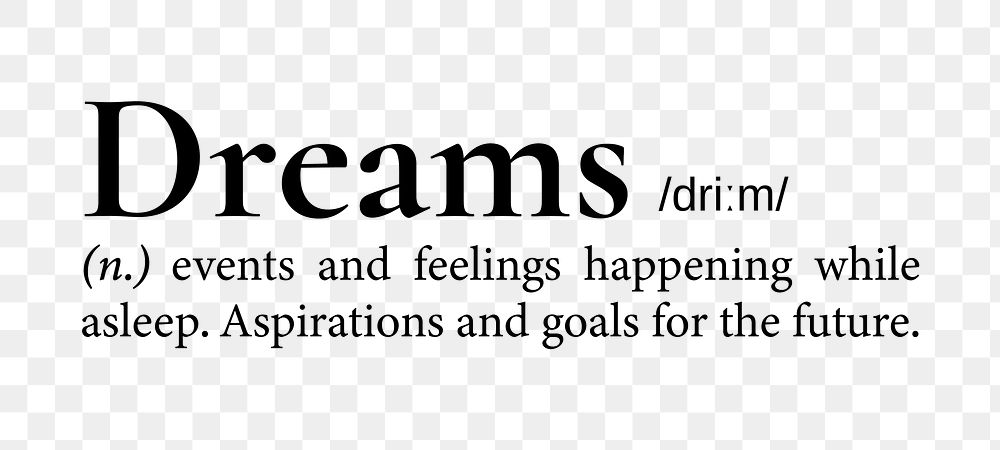 Dreams png dictionary word sticker, transparent background