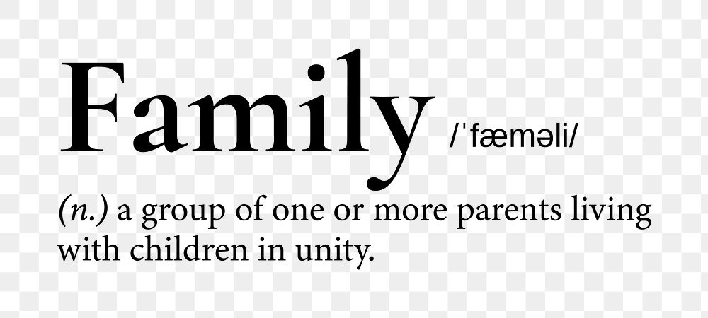 Family png dictionary word sticker, transparent background