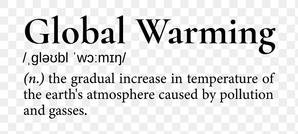 Global warming png dictionary word sticker, transparent background