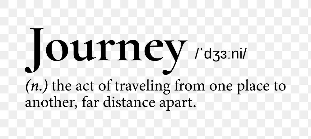 Journey png dictionary word sticker, transparent background