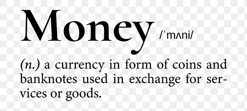 Money png dictionary word sticker, transparent background