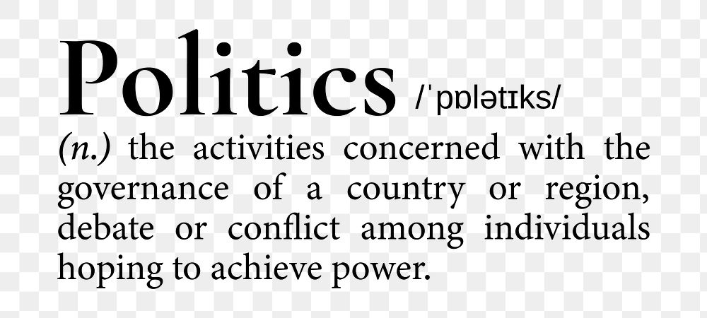 Politics png dictionary word sticker, transparent background