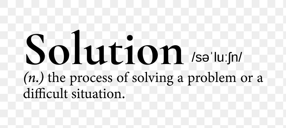 Solution png dictionary word sticker, transparent background