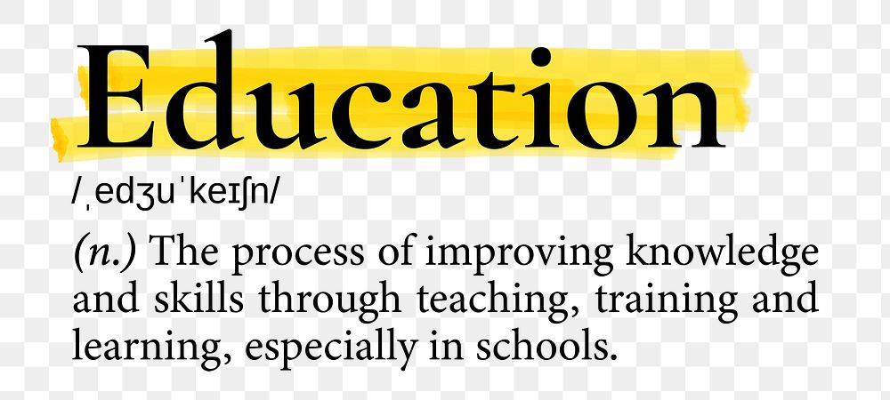 Education png dictionary word sticker, highlighted design, transparent background