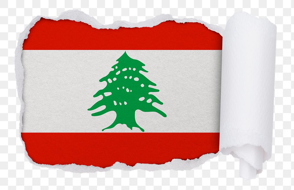 Flag of Lebanon png sticker, torn paper design, transparent background