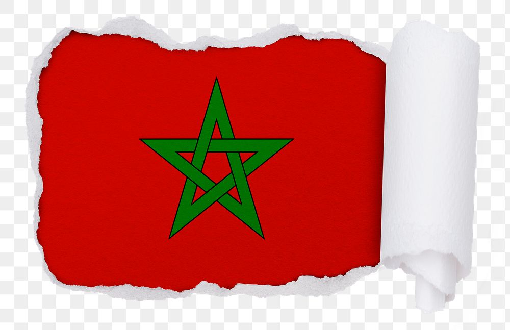 Flag of Morocco png sticker, torn paper design, transparent background