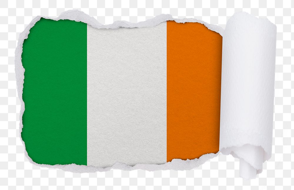 Flag of Ireland png sticker, torn paper design, transparent background