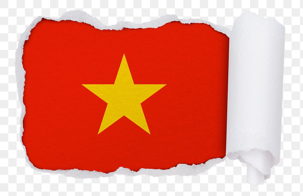 Flag of Vietnam png sticker, torn paper design, transparent background