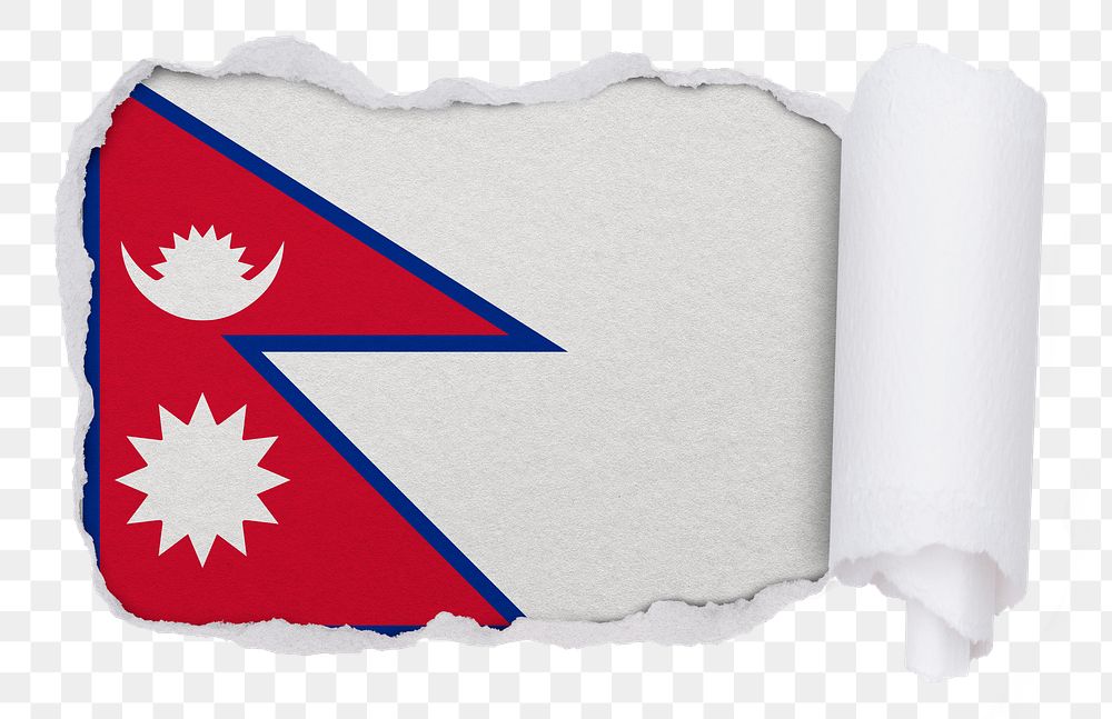 Flag of Nepal png sticker, torn paper design, transparent background