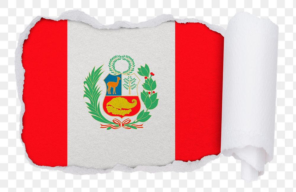 Flag of Peru png sticker, torn paper design, transparent background