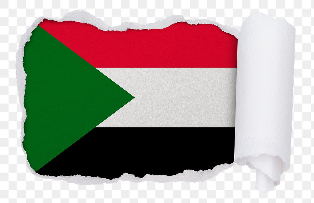 Flag of Sudan png sticker, torn paper design, transparent background