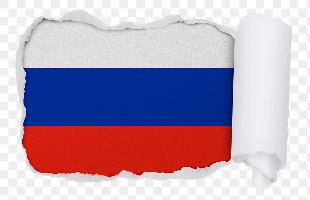 Russian flag png sticker, torn paper design, transparent background