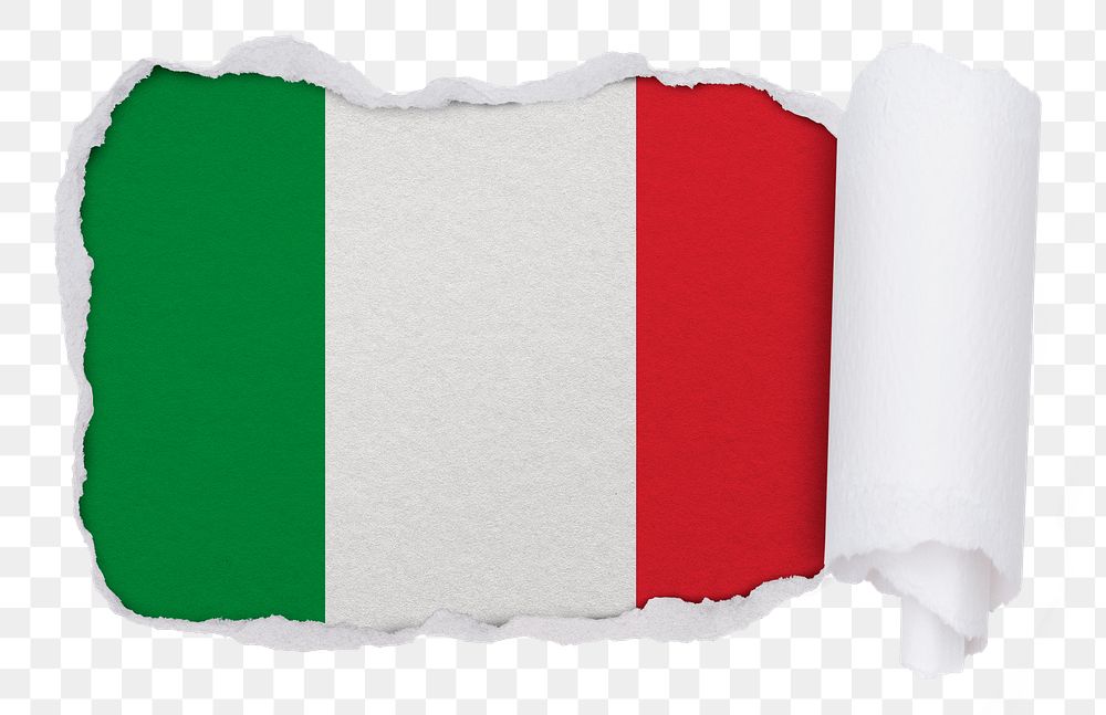 Italian flag png sticker, torn paper design, transparent background