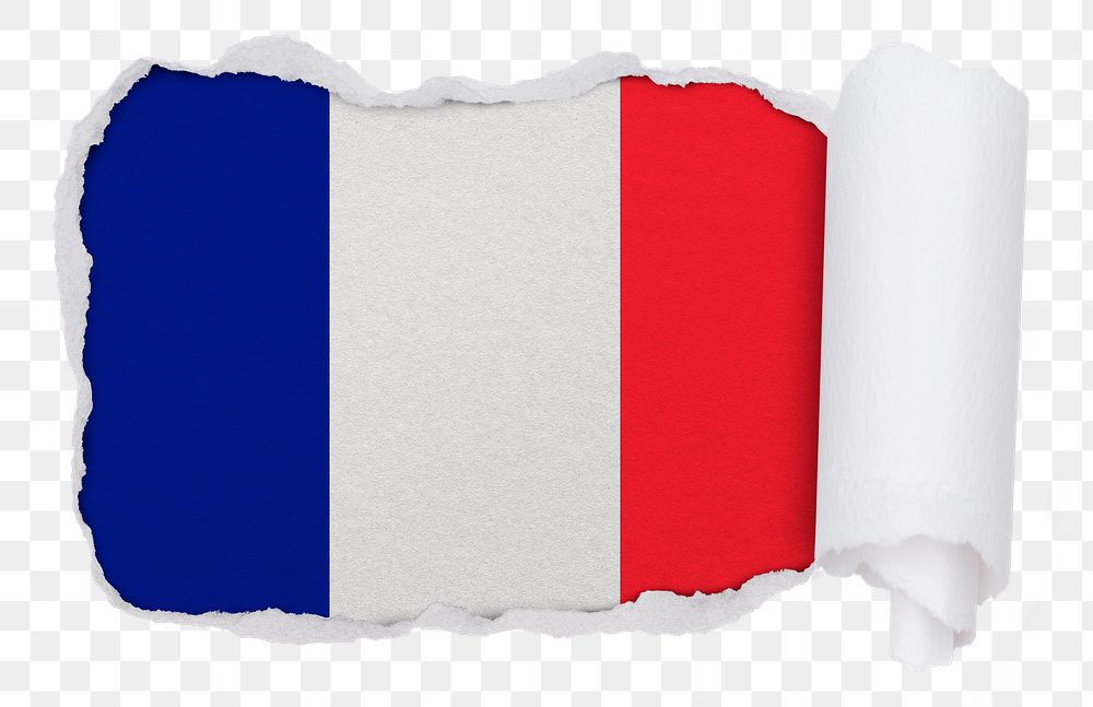 Flag of France png sticker, torn paper design, transparent background