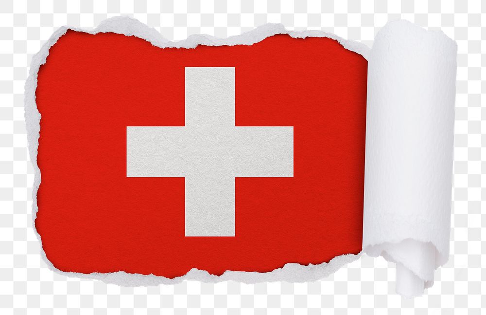 Flag of Switzerland png sticker, torn paper design, transparent background