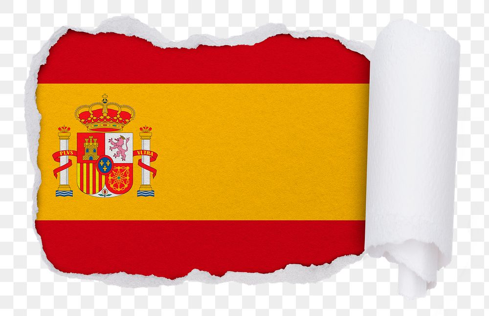 Flag of Spain png sticker, torn paper design, transparent background