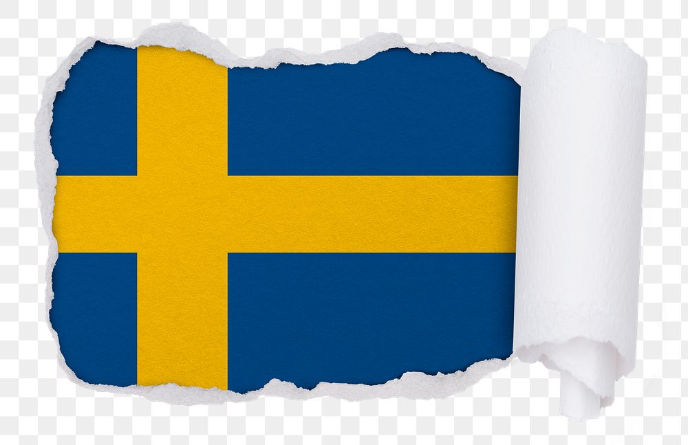 Flag of Sweden png sticker, torn paper design, transparent background