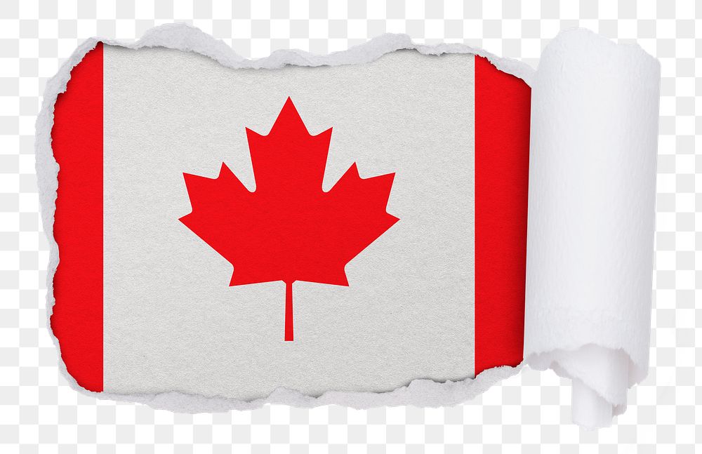 Flag of Canada png sticker, torn paper design, transparent background