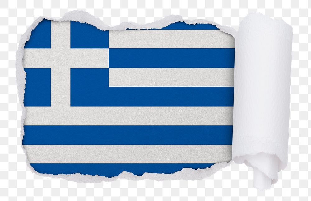 Flag of Greece png sticker, torn paper design, transparent background