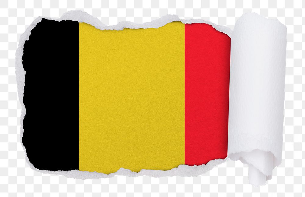 Flag of Belgium png sticker, torn paper design, transparent background