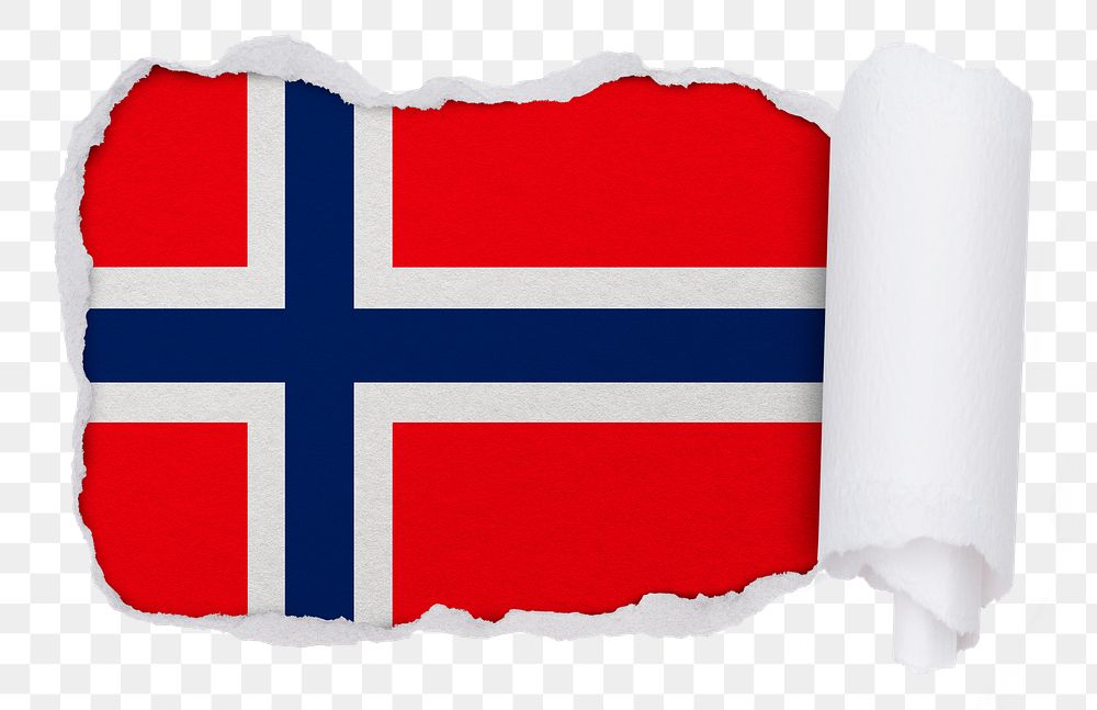 Flag of Norway png sticker, torn paper design, transparent background