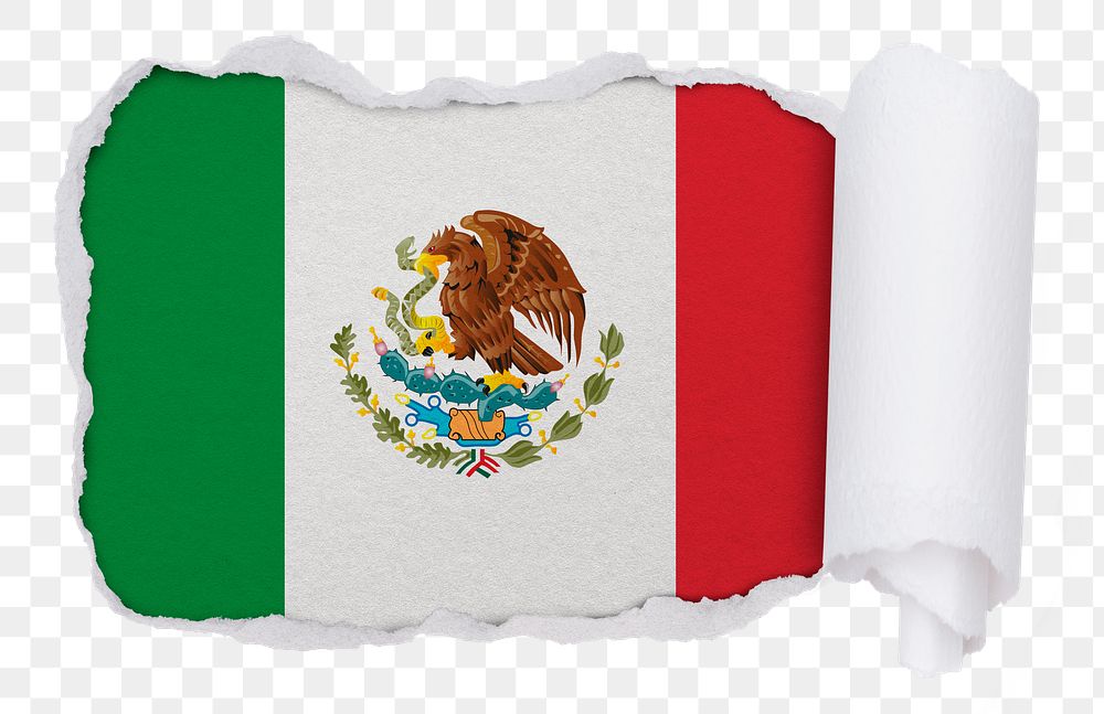 Flag of Mexico png sticker, torn paper design, transparent background