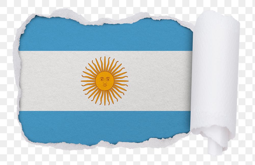 Flag of Argentina png sticker, torn paper design, transparent background