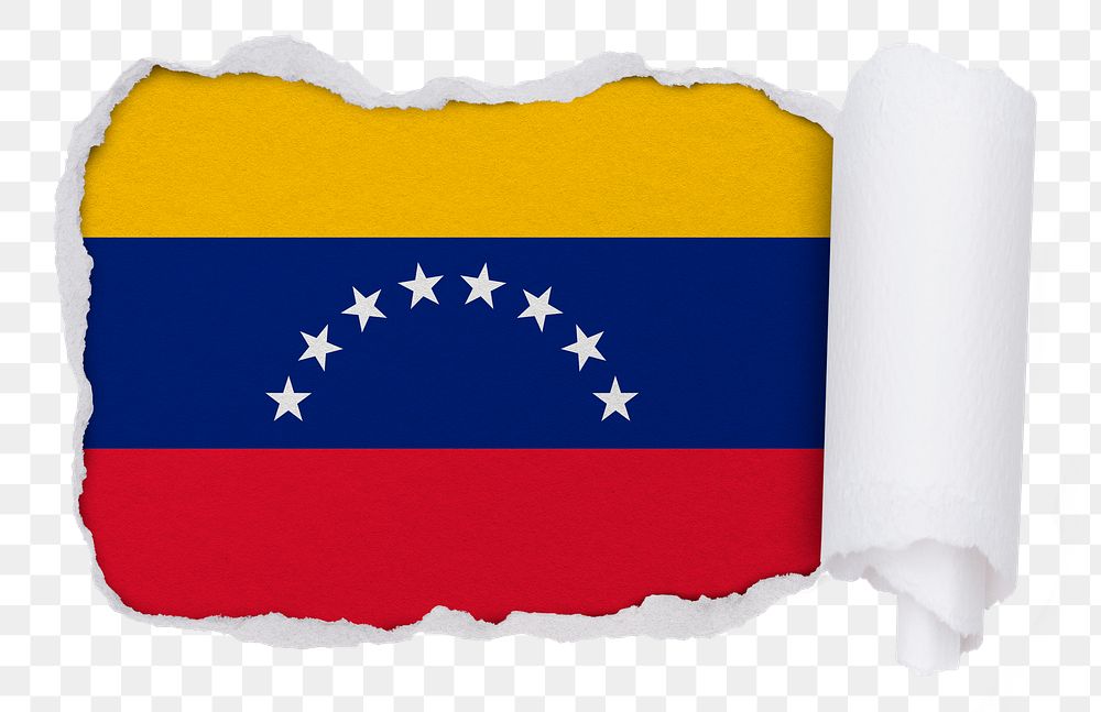 Flag of Venezuela png sticker, torn paper design, transparent background