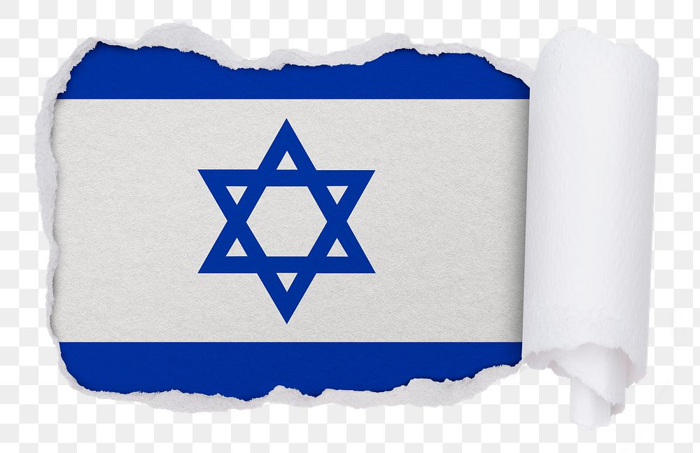Flag of Israel png sticker, torn paper design, transparent background