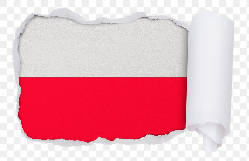 Flag of Poland png sticker, torn paper design, transparent background