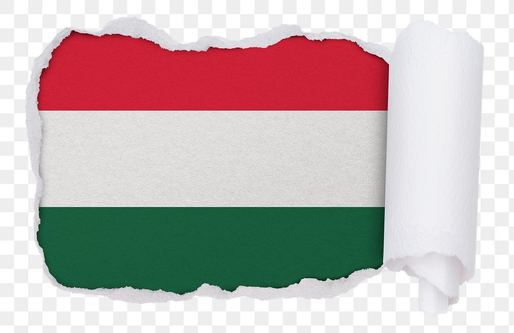 Flag of Hungary png sticker, torn paper design, transparent background