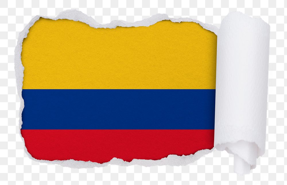 Flag of Colombia png sticker, torn paper design, transparent background