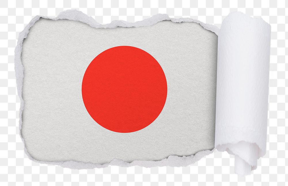 Flag of Japan png sticker, torn paper design, transparent background
